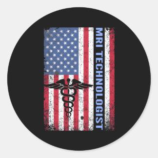 Mri Technologist Xray Tech Us Flag Lab Classic Round Sticker
