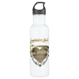 Mrs."8th Bronze Wedding Anniversary" 3DHeartEmblem 710 Ml Water Bottle