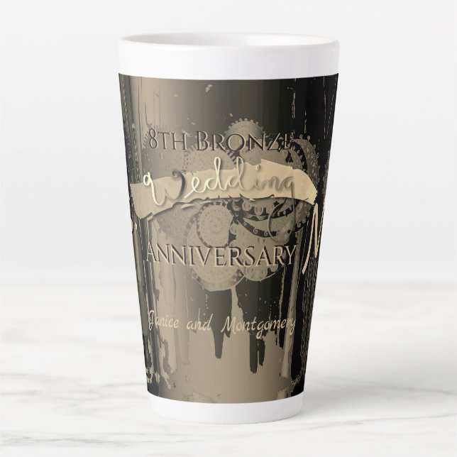 "Mrs."8th Bronze Wedding Anniversary Latte Mug (Front)