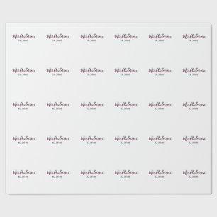 Mrs add name last name black pink est year modern wrapping paper