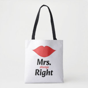 Mrs. Always Right Red Lips Matching Tote Bag
