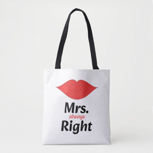 Mrs. Always Right Red Lips Matching Tote Bag (Front)