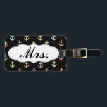 Mrs anchor pattern - part of Mr & Mrs set Luggage Tag<br><div class="desc">"mr and mrs", "his and hers", "his and her", "mr. and mrs", "mr & mrs", "his & hers", "his & her", couples, couple, "luggage tag", luggage, tag, tags, suitcase, bag, set, pair, bride, groom, his, her, hers, mr., mrs, mister, miss, misses, missus, script, cursive, fancy, stylish, married, "just married", marriage,...</div>