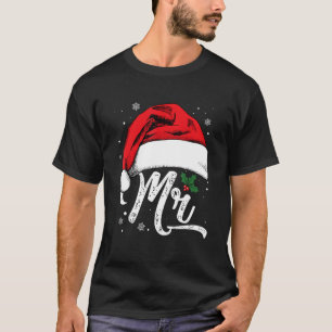 Mrs And Mrc Santa Christmas Couples Matching Pajam T-Shirt