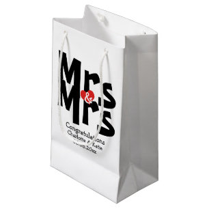 Mrs and Mrs Black Red Bold Modern Personalised Small Gift Bag