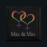 Mrs. and Mrs. Lesbian Pride Rainbow Symbols Gift Box<br><div class="desc">Mrs. and Mrs. lesbian pride design with two rainbow coloured,  overlapping,  heart shaped,  lesbian pride,  female gender symbols. Ideal for newlyweds and not-so-newlyweds.</div>