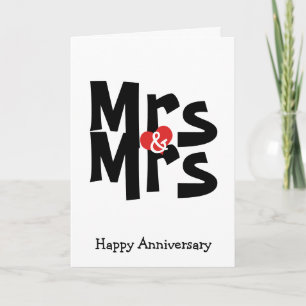 Mrs and Mrs Lesbian Wedding Bold Anniversary Card