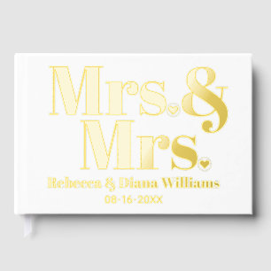 Mrs. and Mrs. lesbian white photo wedding Guest Book