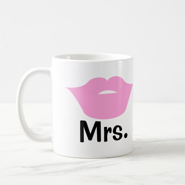 Mrs And Mrs Lips Lesbian Wedding Coffee Mug (Left)
