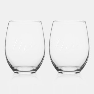 Mrs. and Mrs. Matching Set Stemless Wine Glass