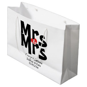 Mrs and Mrs Modern Personalised Black And Red Large Gift Bag