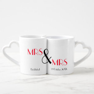Mrs And Mrs Newlyweds Lesbian  Wedding Gift Coffee Mug Set