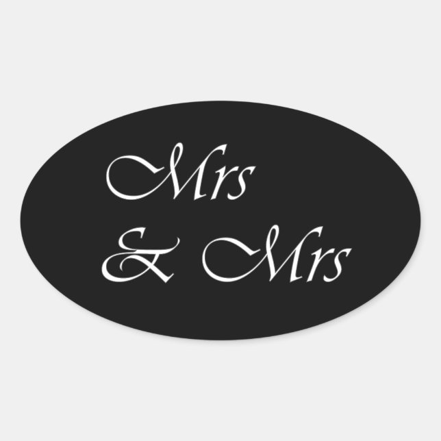 Mrs and Mrs Oval Sticker (Front)
