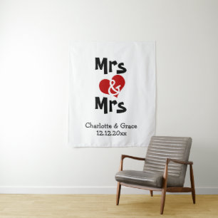 Mrs and Mrs Photo backdrop personalised wedding Tapestry