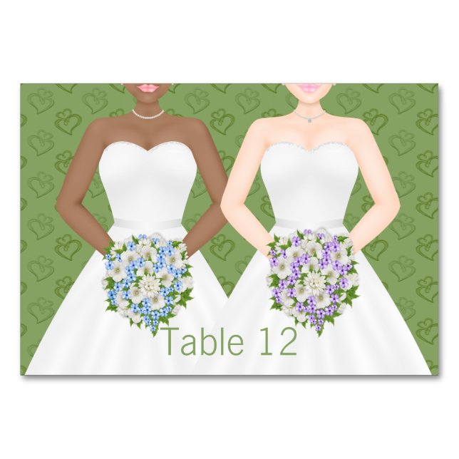 Mrs and Mrs Two Brides Lesbian Wedding Table Number (Front)