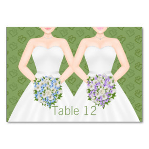Mrs and Mrs Two Brides Lesbian Wedding Table Number
