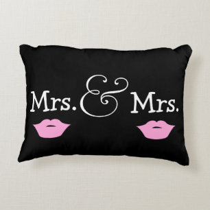 Mrs and Mrs Two Brides Lips Wedding Gift Decorative Cushion