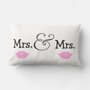 Mrs and Mrs Two Brides Lips Wedding Gift Lumbar Cushion