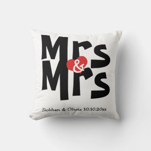 Mrs and Mrs Two Brides Personalised Wedding Cushion