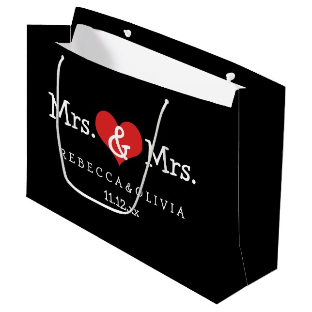 Mrs and Mrs Two Brides Wedding Customisable Large Gift Bag (Front Angled)