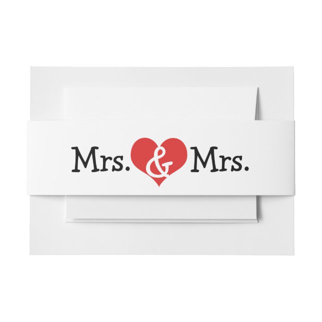 Mrs and Mrs Two Brides Wedding Invitation Belly Band (Front Example)
