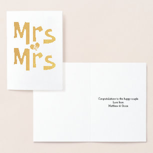 Mrs And Mrs Wedding Congratulations Foil Card