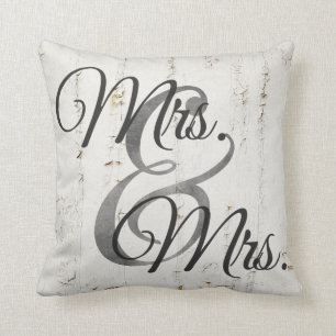 Mrs and Mrs Wood lesbian Wedding Personalised Cushion