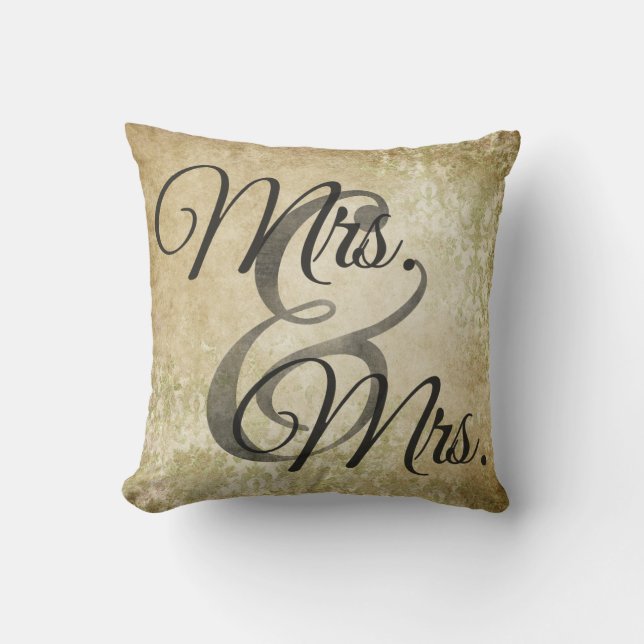 Mrs and Mrs Worn lesbian Wedding Personalised Cushion (Front)