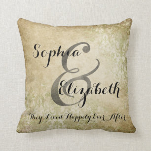 Mrs and Mrs Worn lesbian Wedding Personalised Cushion