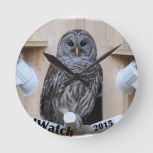 Mrs Barred Owl - OctoBox Nest Round Clock