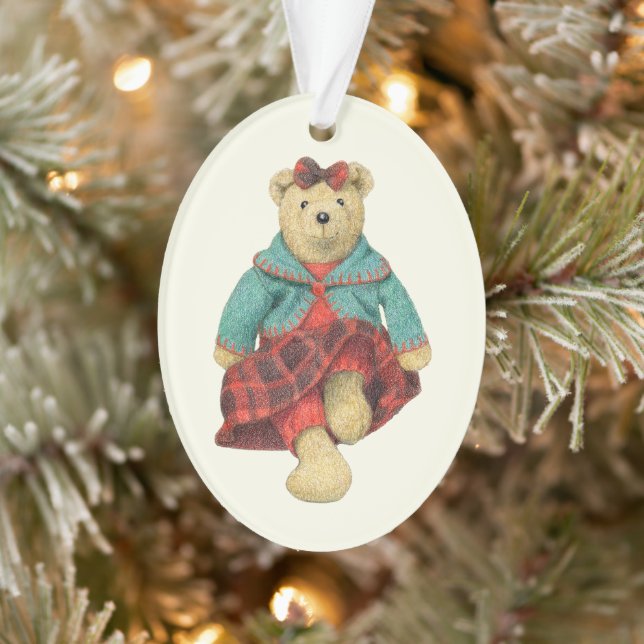MRS. BEAR Acrylic Oval Ornament  (Tree)
