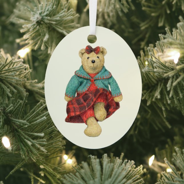 MRS. BEAR Metal Oval Ornament  (Insitu)