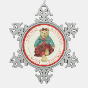 MRS. BEAR Pewter Snowflake Ornament + Text