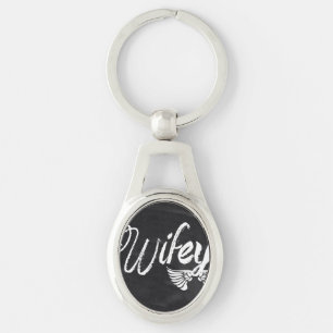 Mrs Biker honeymoon chalkboard wifey Key Ring