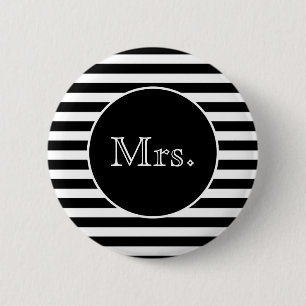 Mrs. Black and White Stripe 6 Cm Round Badge