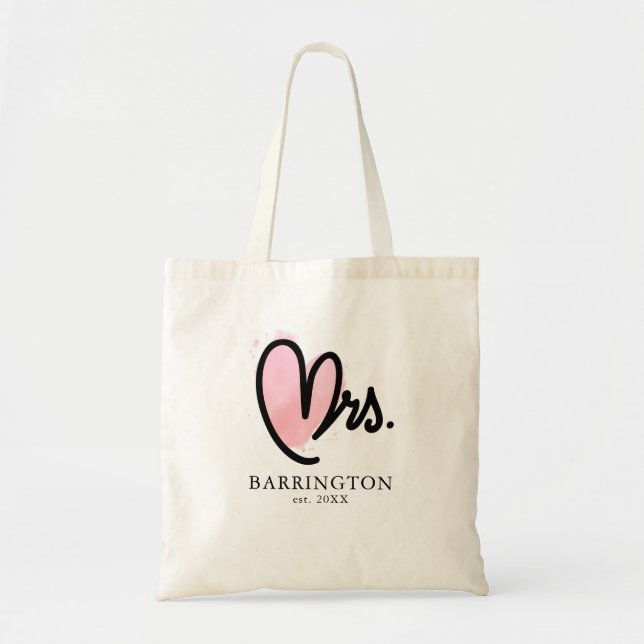 Mrs. Black Modern Custom Wedding Newlywed  Tote Ba (Front)