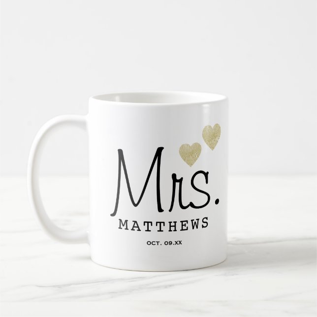 Mrs Black Modern Script Custom Wedding Newlywed    Coffee Mug (Left)