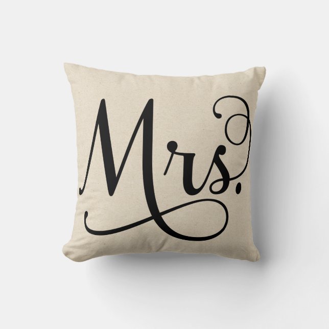 Mrs. | Black script Cushion (Front)