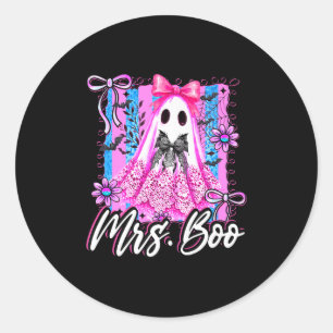 Mrs Boo Boujee Coquette Bow Retro Halloween Costum Classic Round Sticker