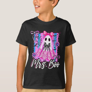 Mrs Boo Boujee Coquette Bow Retro Halloween Costum T-Shirt