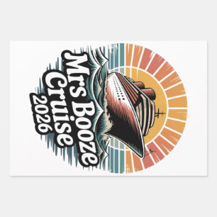Mrs Booze Cruise 2026 Matching Couples  Wrapping Paper Sheet