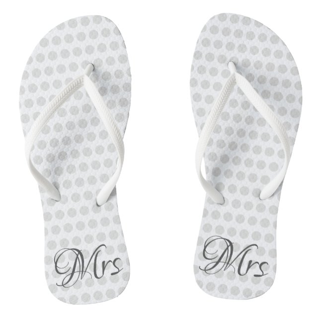 Mrs Bridal Elegant Wedding Day Womens White Flip Flops (Footbed)