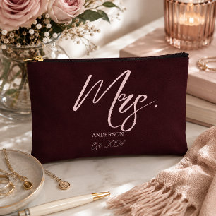 Mrs Bride Elegant Newlywed Personalised Accessory Pouch