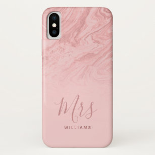 Mrs Bride Personalised Pink Marble Swirl Case-Mate iPhone Case