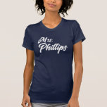 Mrs. Bride Retro Script Custom Name T-Shirt<br><div class="desc">Mrs. Bride Retro Script Custom Name T-Shirt</div>