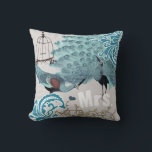 Mrs. Bride Teal Damask Vintage Peacock Birdcage Cushion<br><div class="desc">You Personalise this Beautiful Vintage Teal Peacock Birdcage Pillow to say anything you like or use the existing Mrs. for the Bride - Matching Wedding Invitations</div>