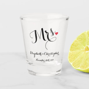 Mrs Bride Wedding Newly Weds Couple Party Whiskey Shot Glass
