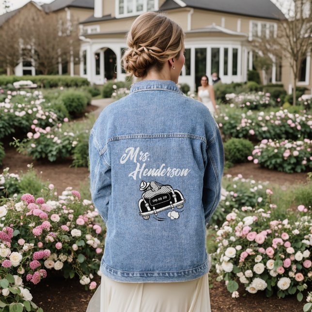 Mrs. Brides Last Name Denim Jacket (Wedding Back)