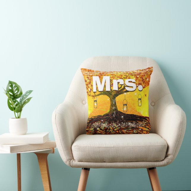 Mrs. Bride's Mason Jar Fall Colours Romantic Tree Cushion (Chair)