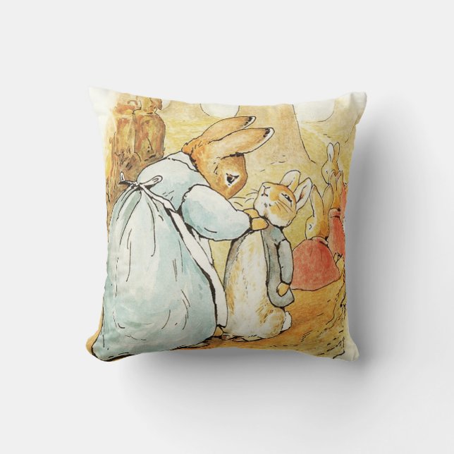 Mrs Bunny Says Goodbye by Beatrix Potter Cushion (Front)